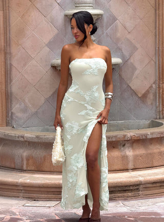 Maribeth Strapless Floral Maxi Dress Mint