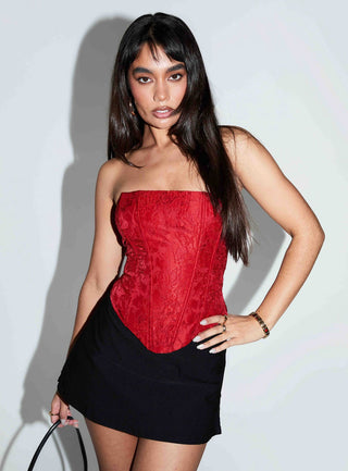 Ameliaa Strapless Corset Top Red
