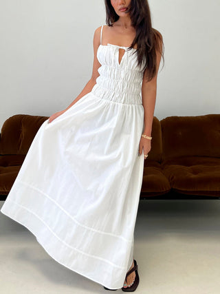 Loralei Shirred Maxi Dress White