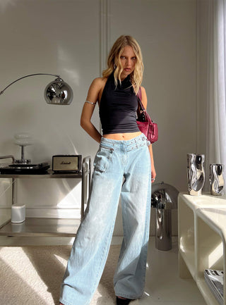 Paltrow Mid Rise Wide Leg Cargo Jeans Black