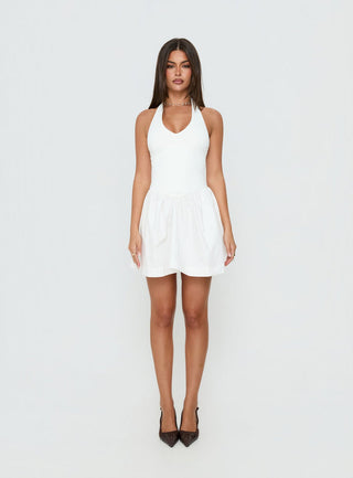 Allyce Halter Mini Dress White
