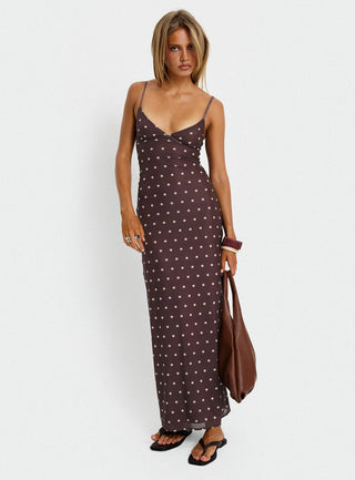 Glass Half Full Mesh Maxi Dress Plum  Pink Polka Dot