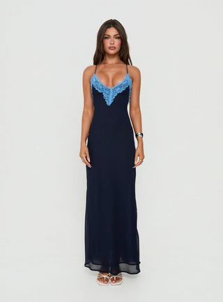 Call My Lover Lace Slip Maxi Dress Navy
