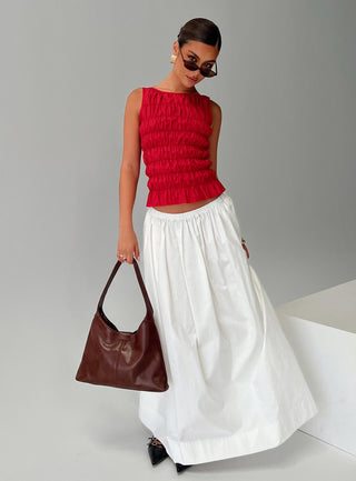 Marleene Shirred Top Red