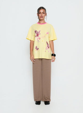 Wild Light Oversized Graphic Tee Yellow  Pink