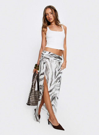 Kiden Split Maxi Skirt Zebra