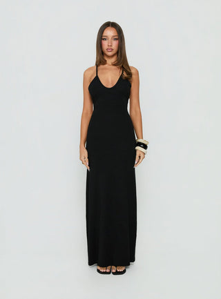 Pasita Halter Tie Up Maxi Dress Black