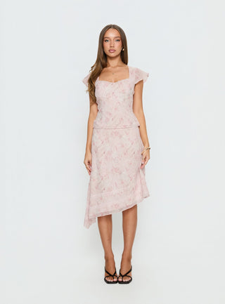 Avaline Lace Trim Blouse Top Pink