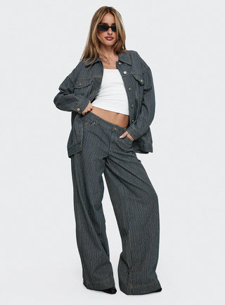Actually Invested Low Rise Pants Denim Stripe