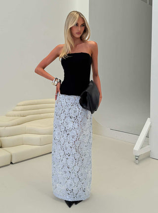 Carman Lace Midi Skirt Blue