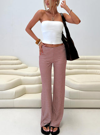 Next To Me Lounge Pant Red  White Stripe