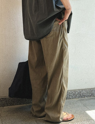 Tencel Pigment Elastic Waist Pants (3 colors, 3 sizes)