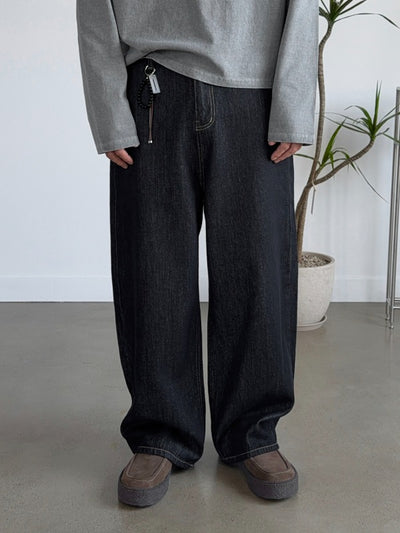 Cento Wide Non-Faded Raw Denim Pants
