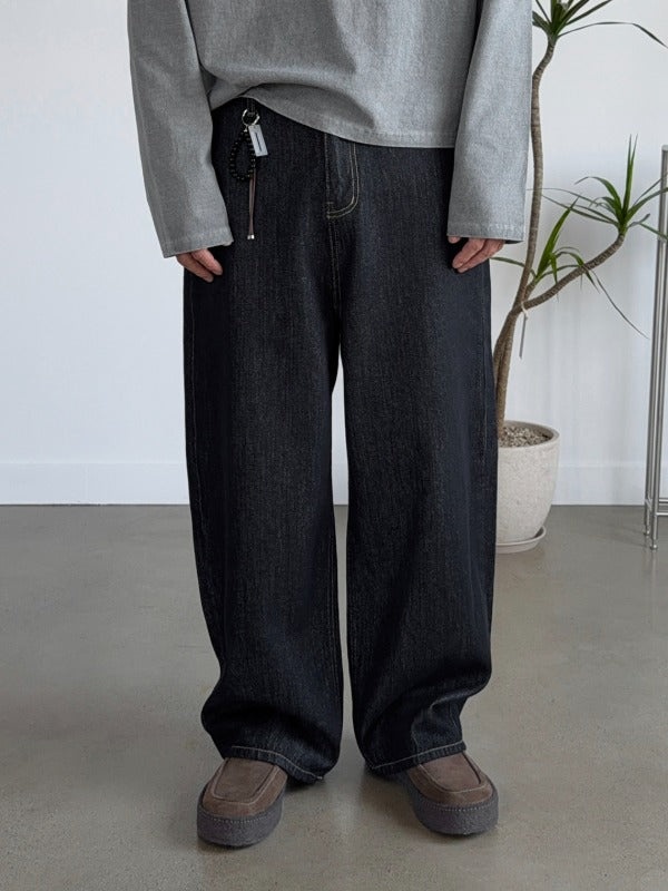 Cento Wide Non-Faded Raw Denim Pants