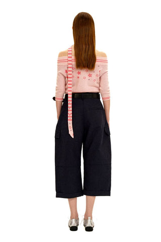 [Moromoro2] Off-Shoulder Star Rhinestone Knit  Top