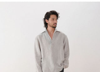 [CULTUM] Linen Half Placket Shirt