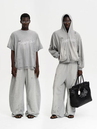 [MASONPRINCE] Paint Print Curved Wide Sweatpants