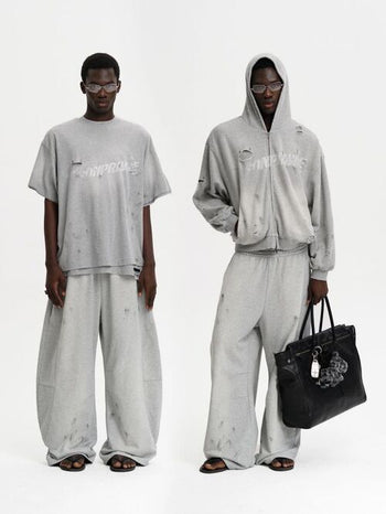 [MASONPRINCE] Paint Print Curved Wide Sweatpants