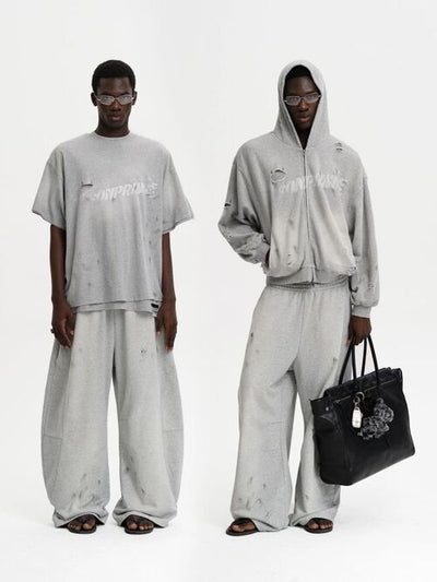 [MASONPRINCE] Paint Print Curved Wide Sweatpants