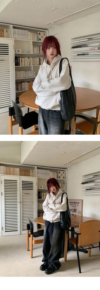 Double-layer heavy two-way hooded zip-up/t-shirt - 9 colors