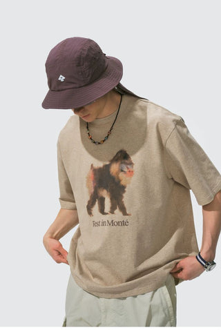 [Monterest] Ink Print Relaxed Fit Crewneck T-Shirt