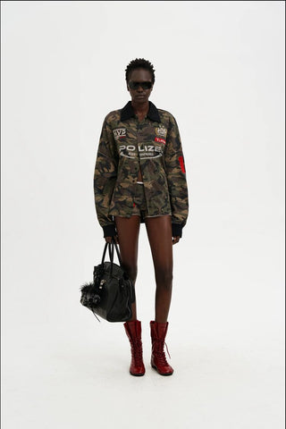 [MASONPRINCE] Camouflage Racing Knit Top