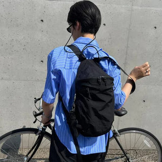 Half-sleeve striped shirt
