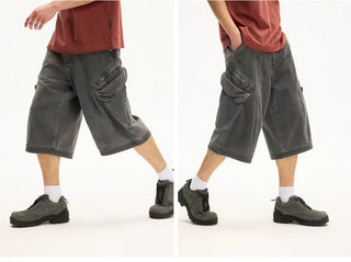 [Monterest] Washed Multi-Pocket 3D Cut Work Shorts