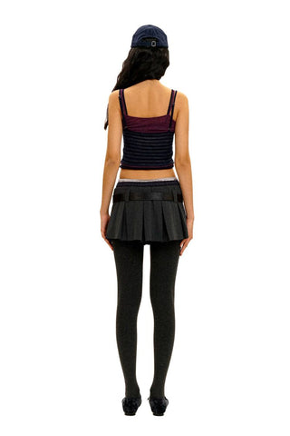 [Moromoro2] Striped Mesh Lace Knit Set