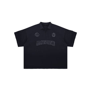 [MASONPRINCE] Equestrian Patch Distressed Polo Shirt