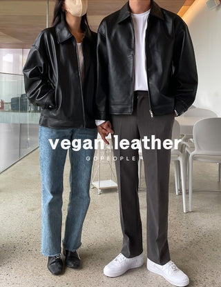 Vegan Minimal Two-Way Leather Jacket