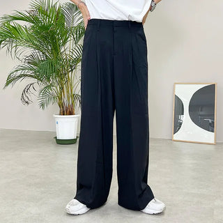 high waist pintuck wide slacks