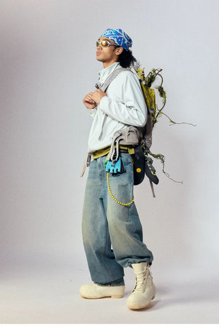 [Monterest] Washed Wide Leg Denim Pants