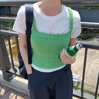Cotton knit sleeveless top