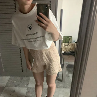 Cable knit shorts