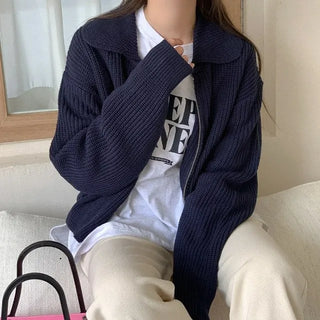 Colored knit hoodie