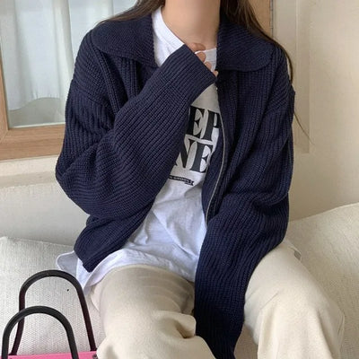 Colored knit hoodie