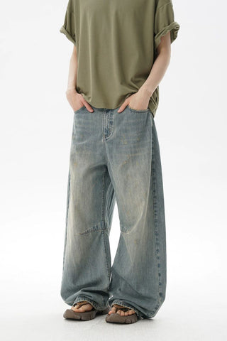 [MASONPRINCE] Washed Slub Denim Wide Leg Pants