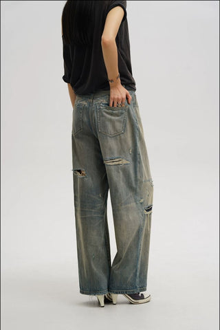 [MASONPRINCE] Repaired Washed Baggy Jeans