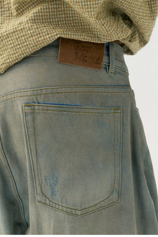 [Monterest] 3D Curved Wide Leg Washed Jeans