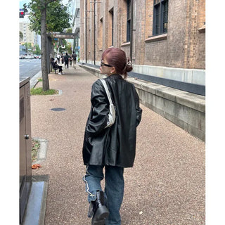 Loose leather jacket