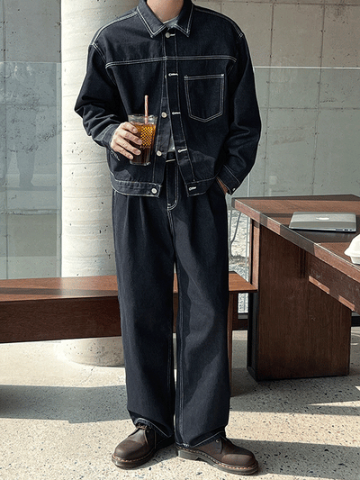 Beams Non-Faded Raw Denim Jacket