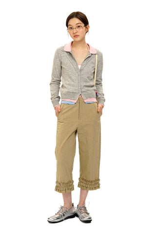 [Moromoro2] Contrast Collar Layered Knit  Cardigan