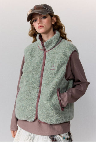 [Monterest] Reversible Fleece Stand Collar Vest