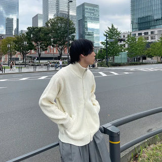 High-neck knit zip-up