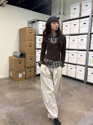 [NeverSeez] Pleated Wide-Leg Pants