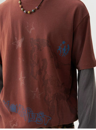 [Monterest] Washed Horse Sketch Print Tee