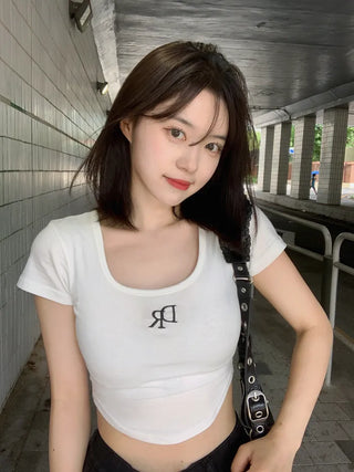 DR Embroidered Logo Cropped T-Shirt (3 colors)