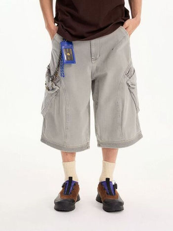 [Monterest] Washed Multi-Pocket 3D Cut Work Shorts