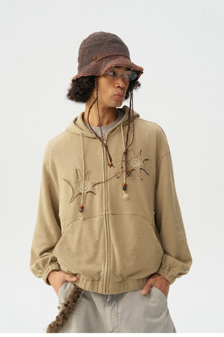 [Monterest] Textured Cotton Blend Hooded Zip-Up
